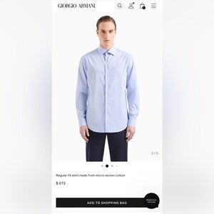 Giorgio Armani reg fit micro woven Cotten dress shirt 41/16